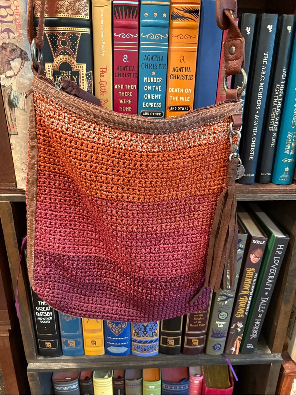 The Sak Crochet Crossbody Bag - Orange to Burgundy - Picture 2 of 5